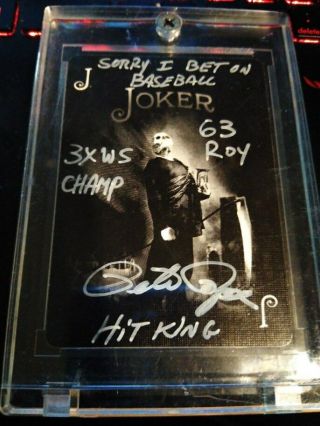 Pete Rose Signed Playing Card Joker With 4 Inscriptions - Very Rare