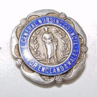Antique 1923 Silver Badge Pendant General Nursing Council E L Jessop Fattorini