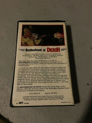 BROTHERHOOD OF DEATH RARE OOP VHS BIG BOX SLIP 3