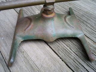 Antique Vintage Lafayette Cast Iron and Brass Lawn Sprinkler Dual Heads Rotating 3