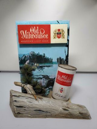 1962 Schlitz Old Milwaukee Beer Sign Store Display Advertising Fishing 3d Rare