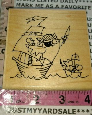 Ollie And Olivia,  Ollies Pirates,  Stampendous,  Rare,  E25,  Wooden,  Rubber,  Stamp