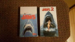 Vintage Jaws 1 And 2 Vhs Tape Double Set & Rare