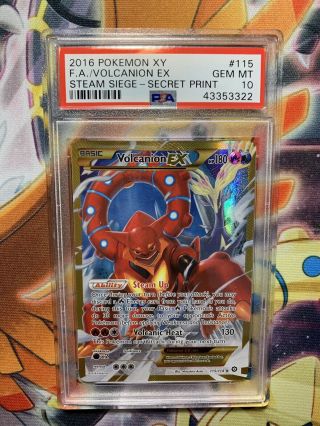 Psa 10 Gem Volcanion Ex 115/114 Xy Secret Rare Pokemon Card