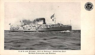 C And B Line Steamer City Of Buffalo Ship Boat Antique Postcard K61782