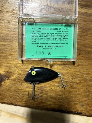 Vintage Tackle Industries Swimmin Minnow Fishing Lure With Paper Work