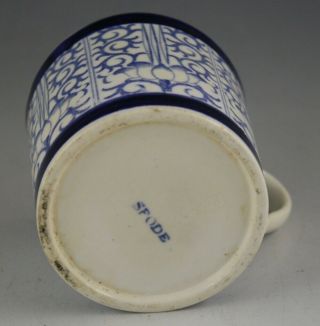 Antique Pottery Pearlware Blue Transfer Spode Lily Pattern Coffee Can 1815 Mark 3