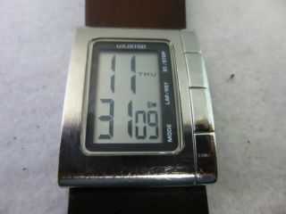 Rare Unlisted Watch By Kenneth Cole Digital Watch,  Wide Leather Band Batt