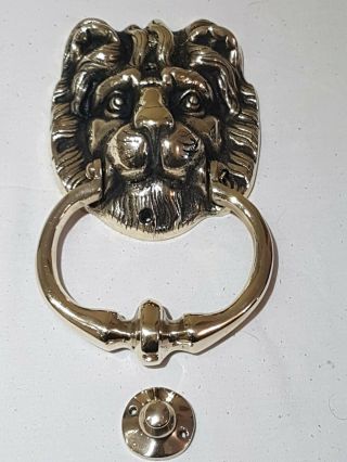Large Heavy Solid Brass Antique Lions Head Door Knocker