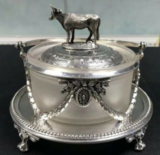 James Dixon & Sons Silver Plate Butter Dish With Cow Finial Rare
