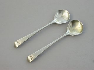 Pair George Iii Old English Pattern Silver Salt Spoons 1815