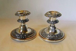 Pair Old Sheffield Plate Georgian Candlesticks C.  1830: Silver On Copper