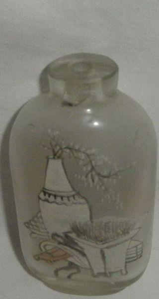 Antique Chinese Crystal Snuff Bottle,  Reverse/inside Painted
