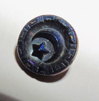 Rare Vintage Small Moon & Stars Iridescent Black Glass Button 2625