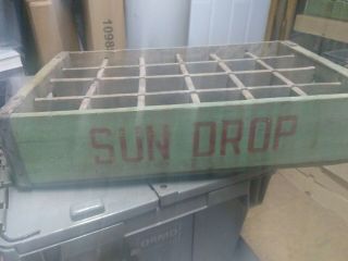 Rare 1960’s Sun Drop Cola Vintage Soda Bottle Carrier Wooden Crate