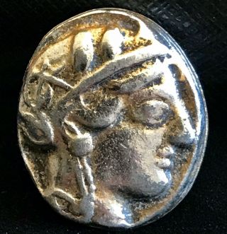 Vintage Shields Fifth Avenue Ancient Greek Coin Silver Tone Tie Clip