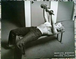 Marilyn Monroe With Weights,  1952 Philippe Halsman Art Print Poster Gym Lifting