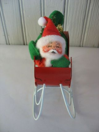 Vintage Annalee Doll Christmas Santa Riding On His Metal Sleigh 1996 Usa 4 "
