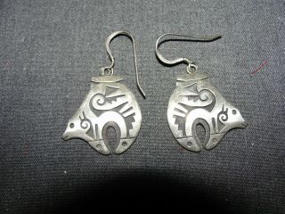 Vintage Hopi Bear Earrings - Sterling Silver Rare