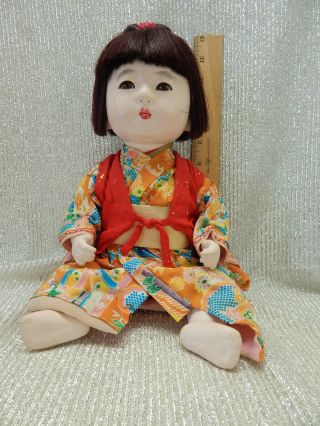 Rare Antique Japanese Ichimatsu Gofun Baby Doll W/ Sheen Non - Cryer