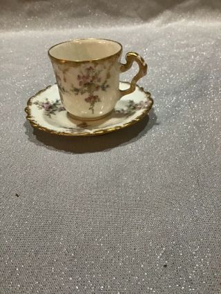 Antique/vintage Haviland Limoges France Tea Cup And Saucer Pink Floral