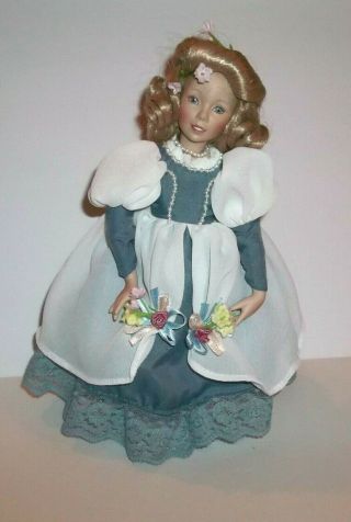 Dianna Effner 5496zb Porcelain Doll Blonde Hair Blue And White Dress 9.  5 Inches