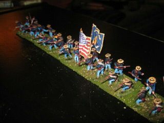 36 Painted 1/72 - Us Civil War Hampshire Infantry In Straw Hats - Rare