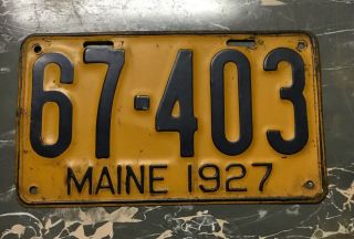 Antique License Plate Maine 1927