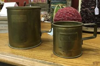 Antique Brass Tankard Cider Mug Set Primitive Fall Decor Cups