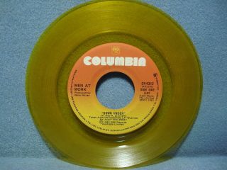 Men At Work Rare Yellow Vinyl 45 / Who Can It Be Now? / Anyone For Tennis / Nm