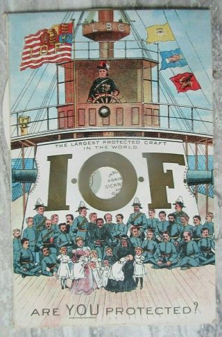 Antique 1897 I.  O.  F.  International Order Foresters Mechanical Advertising Card