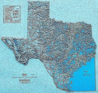 Texas 1984 Kistler Graphics Inc.  Topographical Geological Map Approx 23 " X 23 "