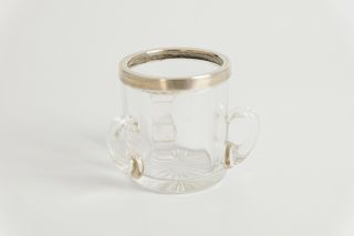 Antique Blown Glass Loving Cup With Sterling Silver Rim - 1898 Birmingham