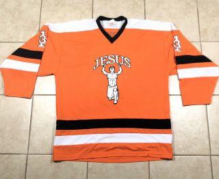 Rare Vintage 1990’s Jesus The Messiah Hockey Jersey Sz Xl Made In Usa