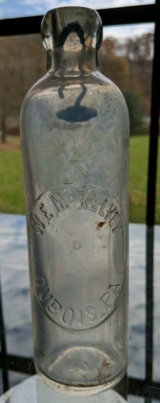Rare Clear W.  E.  Mckelvey Hutchinson Hutch Soda Bottle Dubois Pa Dug Inside Haze