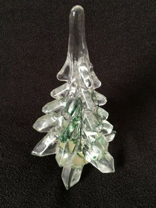 Rare Vtg Enesco Solid Glass Clear/green Crystal 6 " Christmas Tree Paper Weight