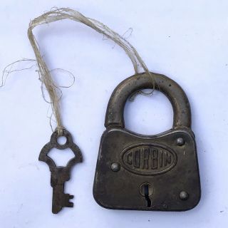 Vintage Antique Corbin Padlock With Key - Made In Usa