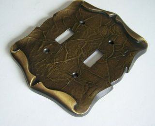 Vintage Amerock Carriage House Antique Brass Light Double Switch Plate Cover
