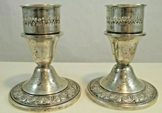 Pair Vintage Alvin Sterling Silver S217 Weighted Candle Holders - 4 " High