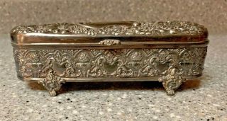 Antique Victorian Eureka Meriden Silver Plate Silver Casket Vanity Jewerly Box