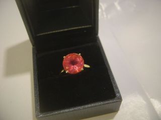 Stunning - Solid Silver - 14ct Gold Plate - Rare - Large Red Mexican Fire Opal - Size L