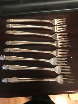 Holmes And Edwards Danish Princess Hors D’oeuvre Forks 8 Silverplate Flatware