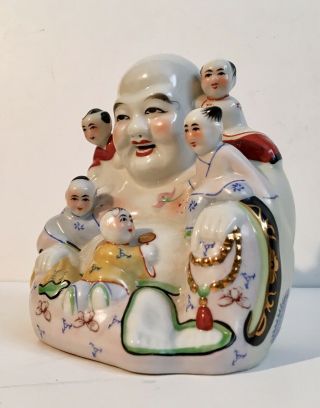 Vintage Chinese Famille Rose Porcelain Fertility Buddha 6 1/4”