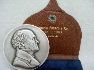 Rare Solid.  900 Swiss Silver 100th Anniversary Abraham Louis Breguet Medal.