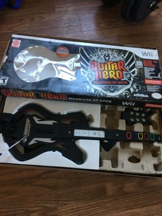 Nintendo Wii Guitar Hero Warriors Of Rock Wireless Guitar & Control Rare No Game