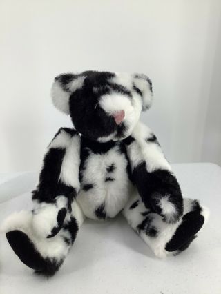 Vermont Teddy Bear Black White Fully Jointed Holstein Print Classic Plush 17”