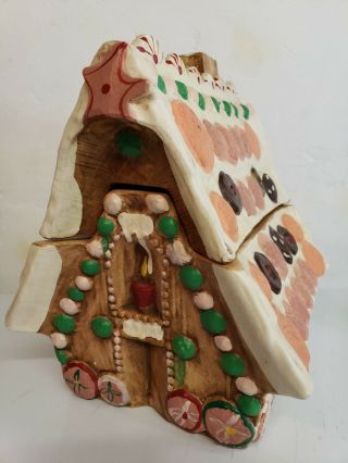 Vintage Ceramic Gingerbread House Cookie Jar Hansel & Gretel Rare
