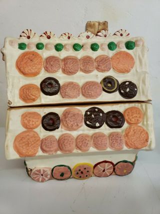 Vintage Ceramic Gingerbread House Cookie Jar Hansel & Gretel Rare 2