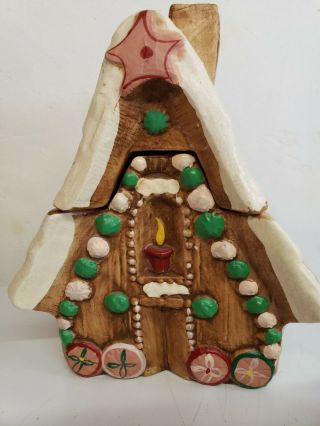 Vintage Ceramic Gingerbread House Cookie Jar Hansel & Gretel Rare 3