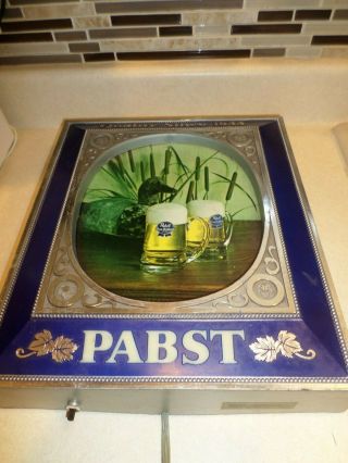 Vintage Pabst Blue Ribbon Beer Sign Lighted Rare 14x12